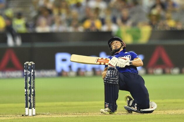 England's James Taylor ducks out of the way of a wild ball  during their Cricket World Cup pool A match against Australia Melbourne  in Melbourne, Australia, Saturday, Feb. 14, 2015.(AP Photo/Theo Karanikos)