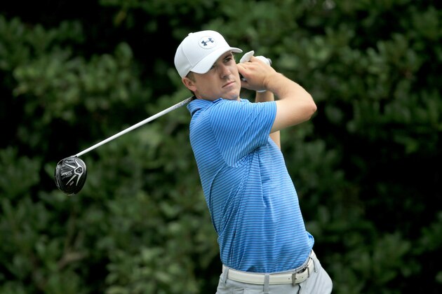 PONTE VEDRA BEACH, FL - MAY 05:  Jordan Spieth of the USA plays a shot during a practice round for THE PLAYERS Championship at the TPC Sawgrass Stadium course on May 5, 2015 in Ponte Vedra Beach, Florida.  (Photo by Sam Greenwood/Getty Images)