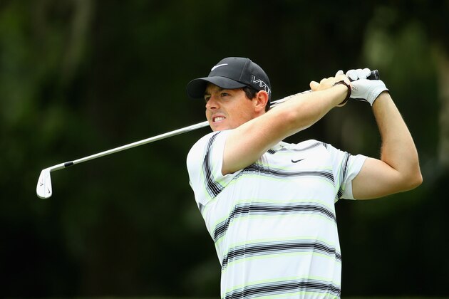 PONTE VEDRA BEACH, FL - MAY 06:  Rory McIlroy of Northern Ireland plays a shot during a practice round for THE PLAYERS Championship at the TPC Sawgrass Stadium course on May 6, 2015 in Ponte Vedra Beach, Florida.  (Photo by Richard Heathcote/Getty Images)