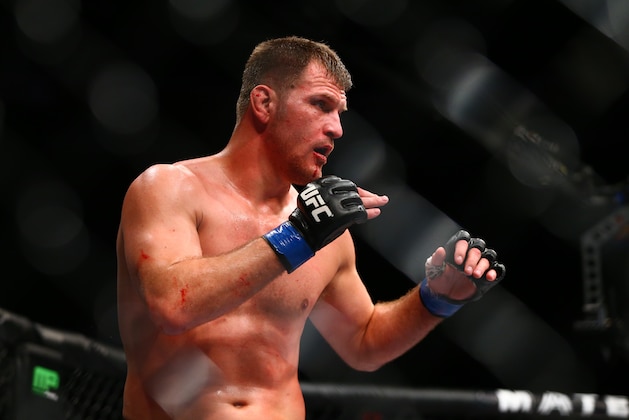 December 13, 2014; Phoenix, AZ, USA; Stipe Miocic against Junior Dos Santos (not pictured) during UFC Fight Night at US Airways Center. Mandatory Credit: Mark J. Rebilas-USA TODAY Sports