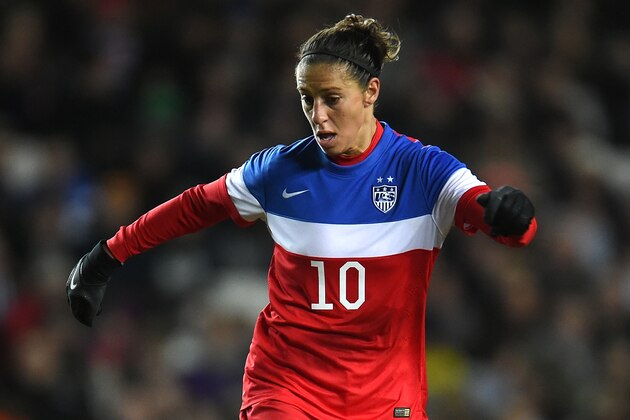 MILTON KEYNES, ENGLAND - FEBRUARY 13:  Carli Lloyd of the United States in action during the Women's Friendly International match between England and USA at Stadium mk on February 13, 2015 in Milton Keynes, England.  (Photo by Tom Dulat/Getty Images)