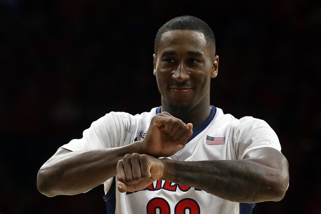 Arizona forward Rondae Hollis-Jefferson (23) celebrates after scoring against Stanford during the second half of an NCAA college basketball game, Saturday, March 7, 2015, in Tucson, Ariz. (AP Photo/Rick Scuteri)