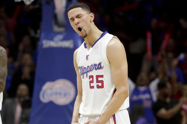 Los Angeles Clippers guard Austin Rivers celebrates a basket against the Houston Rockets during the second half of Game 3 in a second-round NBA basketball playoff series Friday, May 8, 2015, in Los Angeles. (AP Photo/Jae C. Hong)
