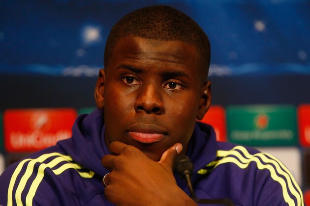 PARIS, FRANCE - FEBRUARY 16:  Kurt Zouma of Chelsea looks on during a Chelsea press conference ahead of the UEFA Champions League round of 16 match against Paris Saint-Germain at Parc des Princes on February 16, 2015 in Paris, France.  (Photo by Clive Rose/Getty Images)