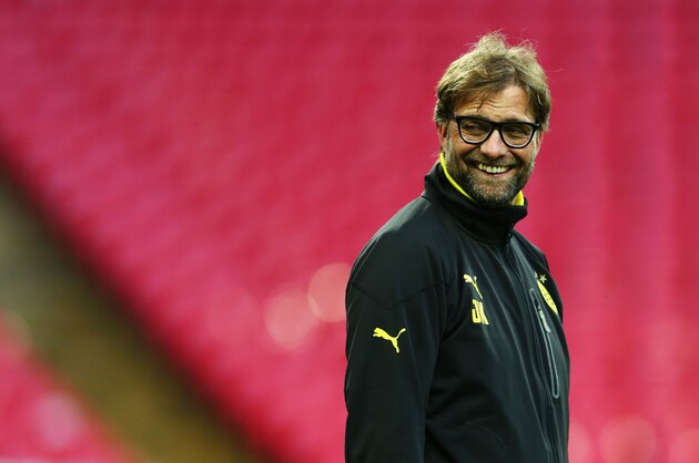 LONDON, ENGLAND - MAY 24:  Head Coach Jurgen Klopp of Borussia Dortmund during a Borussia Dortmund training session ahead of the UEFA Champions League final match against FC Bayern Muenchen at Wembley Stadium on May 24, 2013 in London, United Kingdom.  (Photo by Alex Grimm/Getty Images)
