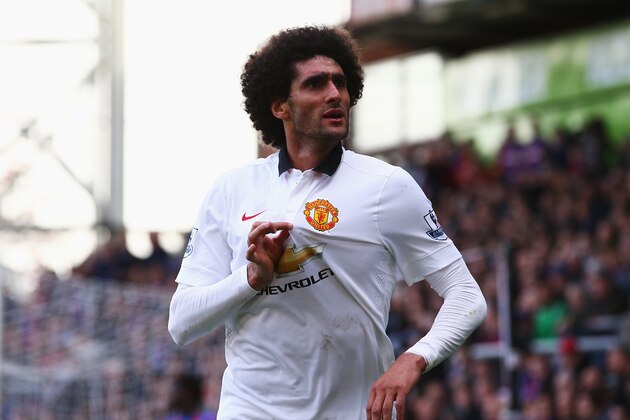 LONDON, ENGLAND - MAY 09:  Marouane Fellaini of Manchester United celebrates scoring his team's second goal during the Barclays Premier League match between Crystal Palace and Manchester United at Selhurst Park on May 9, 2015 in London, England.  (Photo by Ian Walton/Getty Images)