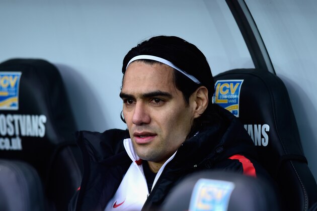 SWANSEA, WALES - FEBRUARY 21:  Manchester United player Radamel Falcao looks on from the substitutes bench before the Barclays Premier League match between Swansea City and Manchester United at Liberty Stadium on February 21, 2015 in Swansea, Wales.  (Photo by Stu Forster/Getty Images)