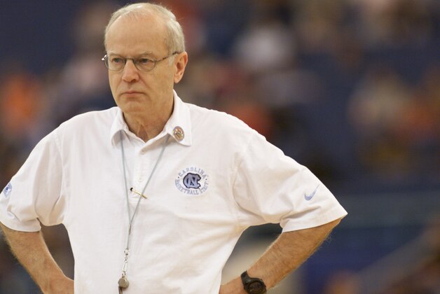 31 Mar 2000:  Head coach Bill Guthridge of North Carolina watches over his team during practice for the Final Four at the RCA Dome in Indianapolis, Indiana.  North Carolina will take on Florida Saturday during the National Semifinal round of the NCAA Final Four.  DIGITAL IMAGE Mandatory Credit: Jed Jacobsohn/ALLSPORT