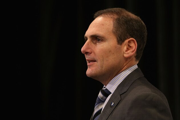 TEMPE, AZ - DECEMBER 07:  Pac-12 Commissioner, Larry Scott speaks at a press conference before the Pac 12 Championship game between the Arizona State Sun Devils and the Stanford Cardinal at Sun Devil Stadium on December 7, 2013 in Tempe, Arizona.  (Photo by Christian Petersen/Getty Images)