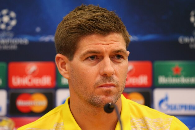 LIVERPOOL, ENGLAND - OCTOBER 21:  Steven Gerrard of Liverpool faces the media during a press conference at Anfield on October 21, 2014 in Liverpool, United Kingdom.  (Photo by Alex Livesey/Getty Images)