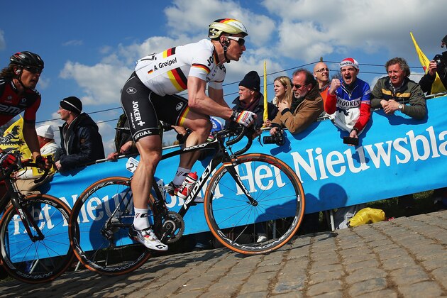 OUDENAARDE, BELGIUM - APRIL 05:  Andre Greipel of Germany and Lotto Soudal rides up the Paterberg in the 2015 Tour of Flanders from Bruges to Oudenaarde on April 5, 2015 in Oudenaarde, Belgium.  (Photo by Bryn Lennon/Getty Images)