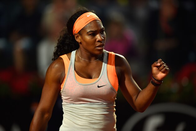 ROME, ITALY - MAY 12:  Serena Williams of USA in action against Anastasia Pavlyuchenkova of Russia in their Second Round match on Day Three of The Internazionali BNL d'Italia 2015 at the Foro Italico on May 12, 2015 in Rome, Italy.  (Photo by Mike Hewitt/Getty Images)