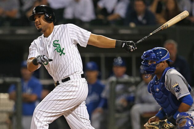 CHICAGO, IL - SEPTEMBER 25:  Jose Abreu #79 of the Chicago White Sox bats against the Kansas City Royals at U.S. Cellular Field on September 25, 2014 in Chicago, Illinois. The Royals defeated the White Sox 6-3.  (Photo by Jonathan Daniel/Getty Images)