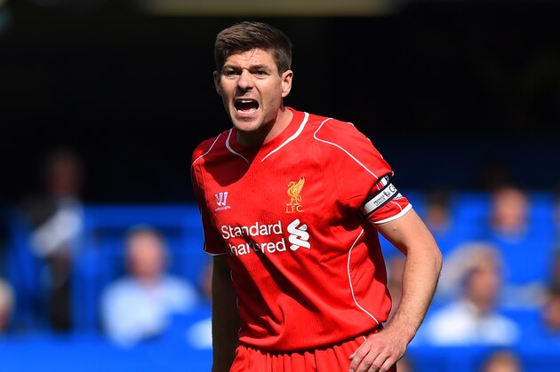 LONDON, ENGLAND - MAY 10:  Steven Gerrard of Liverpool reacts during the Barclays Premier League match between Chelsea and Liverpool at Stamford Bridge on May 10, 2015 in London, England.  (Photo by Shaun Botterill/Getty Images)