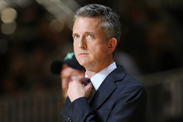 NEW ORLEANS, LA - FEBRUARY 14: ESPN TV Personality Bill Simmons Coach of the West Team reacts to a play during the Sprint NBA All-Star Celebrity Game at Sprint Arena during the 2014 NBA All-Star Jam Session at the Ernest N. Morial Convention Center on February 14, 2014 in New Orleans, Louisiana. NOTE TO USER: User expressly acknowledges and agrees that, by downloading and/or using this photograph, user is consenting to the terms and conditions of the Getty Images License Agreement.  Mandatory Copyright Notice: Copyright 2014 NBAE (Photo by Joe Murphy/NBAE via Getty Images)