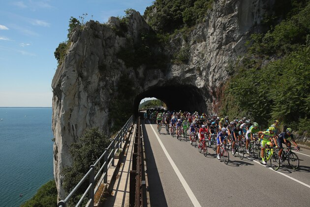 TRIESTE, ITALY - JUNE 01:  (Alternative crop of image #495038475) The peloton rides by the Gulf of Trieste during the twenty-first stage of the 2014 Giro d'Italia, a 172km stage between Gemona del Friuli and Trieste on June 1, 2014 in Trieste, Italy.  (Photo by Bryn Lennon - Velo/Getty Images)