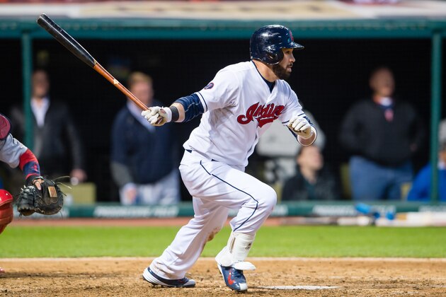 CLEVELAND, OH -  MAY 13: Jason Kipnis #22 of the Cleveland Indians hits a single to centerfield during the eighth inning against the St. Louis Cardinals at Progressive Field on May 13, 2015 in Cleveland, Ohio. (Photo by Jason Miller/Getty Images)