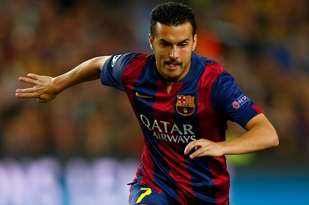BARCELONA, SPAIN - APRIL 21:  Pedro Rodriguez of Barcelona in action during the UEFA Champions League Quarter Final second leg match between FC Barcelona and Paris Saint-Germain at Camp Nou on April 21, 2015 in Barcelona, Spain.  (Photo by Clive Rose/Getty Images)