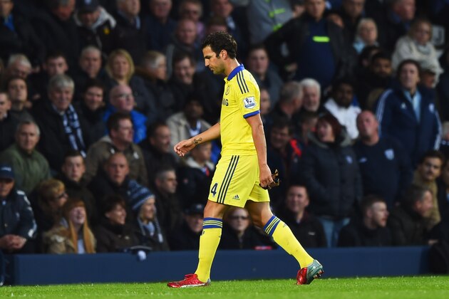 WEST BROMWICH, ENGLAND - MAY 18:  Cesc Fabregas of Chelsea leaves the pitch as he is sent off during the Barclays Premier League match between West Bromwich Albion and Chelsea at The Hawthorns on May 18, 2015 in West Bromwich, England.  (Photo by Shaun Botterill/Getty Images)