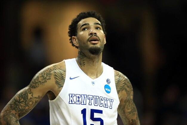 Mar 26, 2015; Cleveland, OH, USA; Kentucky Wildcats forward Willie Cauley-Stein (15) against the West Virginia Mountaineers semifinals of the midwest regional of the 2015 NCAA Tournament at Quicken Loans Arena. Mandatory Credit: Andrew Weber-USA TODAY Sports