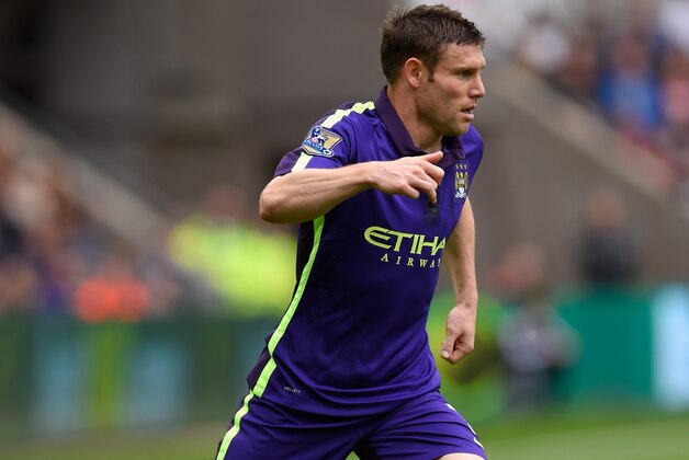 SWANSEA, WALES - MAY 17:  Manchester City player James Milner in action during the Barclays Premier League match between Swansea City and Manchester City at Liberty Stadium on May 17, 2015 in Swansea, Wales.  (Photo by Stu Forster/Getty Images)