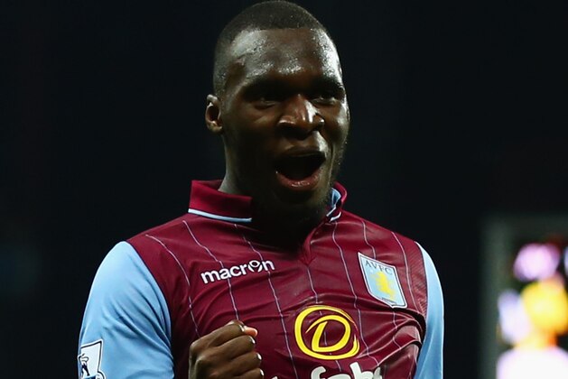 BIRMINGHAM, ENGLAND - APRIL 07:  Christian Benteke of Aston Villa celebrates as he scores their second goal during the Barclays Premier League match between Aston Villa and Queens Park Rangers at Villa Park on April 7, 2015 in Birmingham, England.  (Photo by Matthew Lewis/Getty Images)