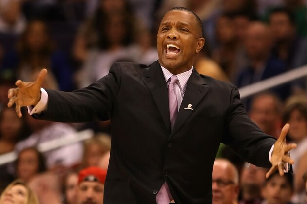 PHOENIX, AZ - MARCH 27:  Head coach Alvin Gentry of the Phoenix Suns reacts during the NBA game against the San Antonio Spurs at US Airways Center on March 27, 2012 in Phoenix, Arizona. The Spurs defeated the Suns 107-100. NOTE TO USER: User expressly acknowledges and agrees that, by downloading and or using this photograph, User is consenting to the terms and conditions of the Getty Images License Agreement.  (Photo by Christian Petersen/Getty Images)