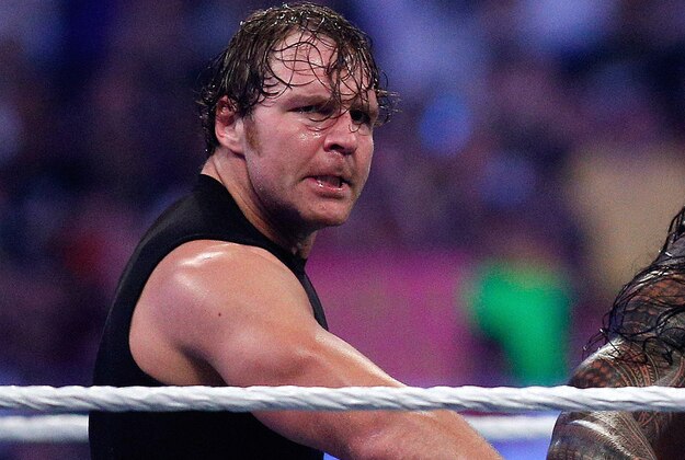 The Shield reacts after their win during Wrestlemania XXX at the Mercedes-Benz Super Dome in New Orleans on Sunday, April 6, 2014. (Jonathan Bachman/AP Images for WWE)