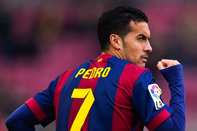 BARCELONA, SPAIN - DECEMBER 20:  Pedro Rodriguez of FC Barcelona celebrates after scoring the opening goal during the La Liga match between FC Barcelona and Cordoba CF at Camp Nou on December 20, 2014 in Barcelona, Spain.  (Photo by David Ramos/Getty Images)