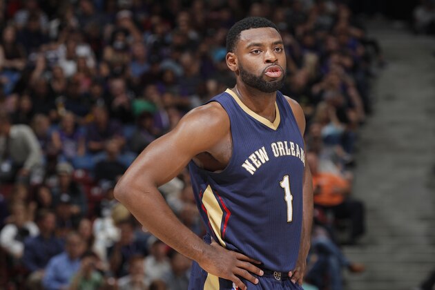 SACRAMENTO, CA - APRIL 3: Tyreke Evans #1 of the New Orleans Pelicans looks on during the game against the Sacramento Kings on April 3, 2015 at Sleep Train Arena in Sacramento, California. NOTE TO USER: User expressly acknowledges and agrees that, by downloading and or using this photograph, User is consenting to the terms and conditions of the Getty Images Agreement. Mandatory Copyright Notice: Copyright 2015 NBAE (Photo by Rocky Widner/NBAE via Getty Images)