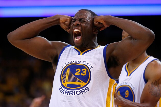 OAKLAND, CA - MAY 21:  Draymond Green #23 of the Golden State Warriors reacts after a play in the third quarter against the Houston Rockets during game two of the Western Conference Finals of the 2015 NBA PLayoffs at ORACLE Arena on May 21, 2015 in Oakland, California. NOTE TO USER: User expressly acknowledges and agrees that, by downloading and or using this photograph, user is consenting to the terms and conditions of Getty Images License Agreement.  (Photo by Ezra Shaw/Getty Images)