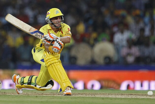 Chennai Super Kings' batsman Michael Hussey prepares to play a shot during their Indian Premier League (IPL) final cricket match against Kolkata Knight Riders in Chennai, India, Sunday, May 27, 2012.  (AP Photo/Aijaz Rahi)