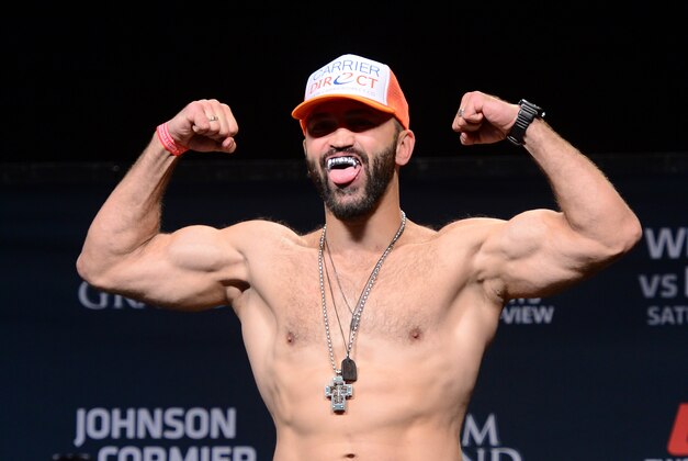 May 22, 2015; Las Vegas, NV, USA; Andrei Arlovski weighs in for his heavyweight bout against Travis Browne (not pictured) at MGM Grand Ballroom. Mandatory Credit: Joe Camporeale-USA TODAY Sports