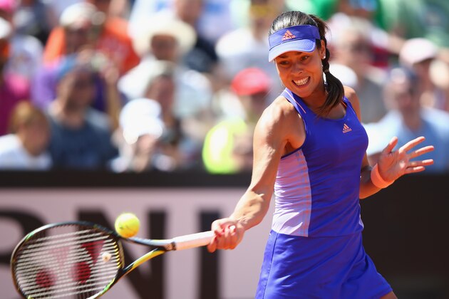ROME, ITALY - MAY 13:  Ana Ivanovic of Serbia in action during her match against Daria Gavrilova of Russia on Day Four of the The Internazionali BNL d'Italia 2015 on May 13, 2015 in Rome, Italy.  (Photo by Ian Walton/Getty Images)