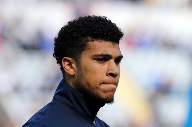 Tottenham Hotspur's DeAndre Yedlin ahead of their English Premier League soccer match between Newcastle United and Tottenham Hotspur at St James' Park, Newcastle, England, Sunday, April 19, 2015. (AP Photo/Scott Heppell)
