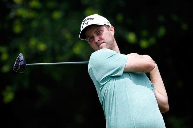 FORT WORTH, TX - MAY 24:  Chris Kirk hits a shot on the 12th tee during the final round of the Crowne Plaza Invitational at the Colonial Country Club on May 24, 2015 in Fort Worth, Texas.  (Photo by Tom Pennington/Getty Images)