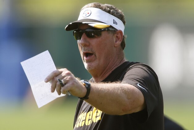 Pittsburgh Steelers new defensive coordinator Keith Butler gives instructions during an NFL football rookie minicamp, Friday, May 8, 2015, in Pittsburgh. Butler, the Steelers linebackers coach last season, was promoted to defensive coordinator after Dick LeBeau left. (AP Photo/Keith Srakocic)