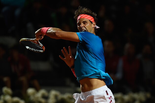 ROME, ITALY - MAY 15: Rafael Nadal of Spain in action during his Quarter Final match with Stan Wawrinka of Switzerland on Day Six of The Internazionali BNL d'Italia 2015 at the Foro Italico on May 15, 2015 in Rome, Italy. (Photo by Mike Hewitt/Getty Images) ROME, ITALY - MAY 15: Rafael Nadal of Spain in action during his Quarter Final match with Stan Wawrinka of Switzerland on Day Six of The Internazionali BNL d'Italia 2015 at the Foro Italico on May 15, 2015 in Rome, Italy. (Photo by Mike Hewitt/Getty Images)