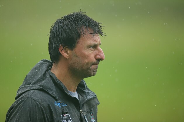 COFFS HARBOUR, AUSTRALIA - MAY 21:  Coach Laurie Daley looks on during a New South Wales Blues State of Origin training session at Novotel Coffs Harbour on May 21, 2015 in Coffs Harbour, Australia.  (Photo by Chris Hyde/Getty Images)