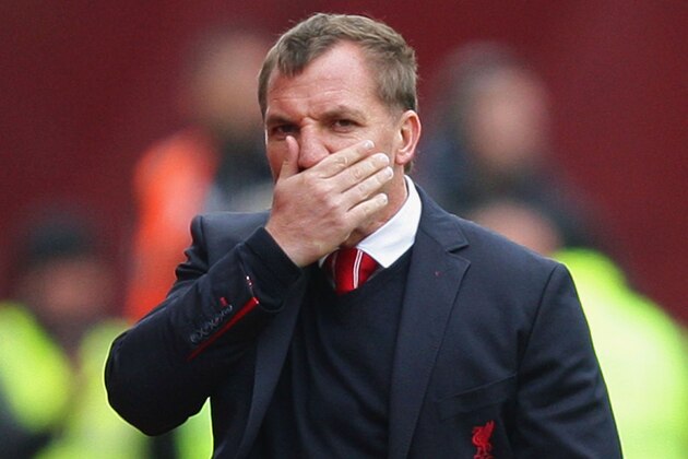 STOKE ON TRENT, ENGLAND - MAY 24: Brendan Rodgers manager of Liverpool reacts during the Barclays Premier League match between Stoke City and Liverpool at Britannia Stadium on May 24, 2015 in Stoke on Trent, England.  (Photo by Dave Thompson/Getty Images)