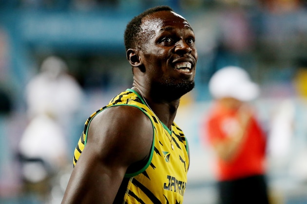 NASSAU, BAHAMAS - MAY 02:  Usain Bolt of Jamaica looks on after the final of the menÂs 4 x 100 metres  on day one of the IAAF World Relays at Thomas Robinson Stadium on May 2, 2015 in Nassau, Bahamas.  (Photo by Streeter Lecka/Getty Images for IAAF)