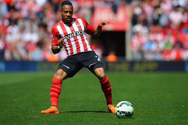SOUTHAMPTON, ENGLAND - MAY 16:  Nathaniel Clyne of Southampton on the ball during the Barclays Premier League match between Southampton and Aston Villa at St Mary's Stadium on May 16, 2015 in Southampton, England.  (Photo by Richard Heathcote/Getty Images)