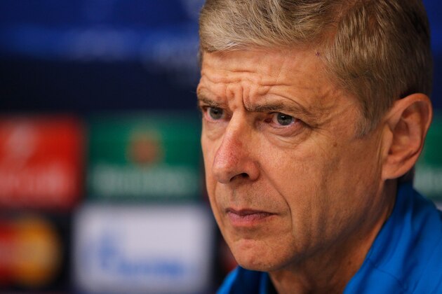 BRUSSELS, BELGIUM - OCTOBER 21:  Head Coach / Manager, Arsene Wenger  speaks to the media during the Arsenal Press Conference held at Constant Vanden Stock Stadium on October 21, 2014 in Brussels, Belgium. Anderlecht and Arsenal will play tomorrow night in their Group D UEFA Champions League match.  (Photo by Dean Mouhtaropoulos/Getty Images)
