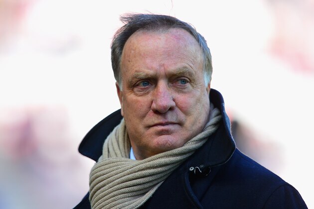 SUNDERLAND, ENGLAND - APRIL 11:  Manager Dick Advocaat of Sunderland arrives ahead of  the Barclays Premier League match between Sunderland and Crystal Palace at Stadium of Light on April 11, 2015 in Sunderland, England.  (Photo by Mark Runnacles/Getty Images)