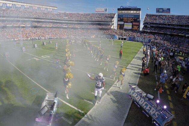 SAN DIEGO, CA - DECEMBER 14:  Cornerback Shareece Wright #29 of the San Diego Chargers is introduced before playing the Denver Broncos at Qualcomm Stadium on December 14, 2014 in San Diego, California.  (Photo by Donald Miralle/Getty Images)