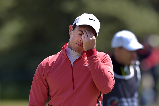 NEWCASTLE, NORTHERN IRELAND - MAY 28:  Rory McIlroy reacts after finishing his round during Day One of the Irish Open at Royal County Down Golf Club on May 28, 2015 in Newcastle, Northern Ireland.  (Photo by Charles McQuillan/Getty Images)