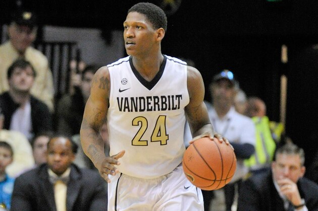 Feb 25, 2014; Nashville, TN, USA; Vanderbilt Commodores guard Dai-Jon Parker (24) controls the ball against against the Florida Gators during the second half at Memorial Gym. Florida won 57-54. Mandatory Credit: Jim Brown-USA TODAY Sports