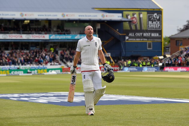 LEEDS, ENGLAND - MAY 30:  England batsman Adam Lyth leaves the field after being dismissed for 107 during day two of the 2nd Investec test match between England and New Zealand at Headingley on May 30, 2015 in Leeds, England.  (Photo by Stu Forster/Getty Images)