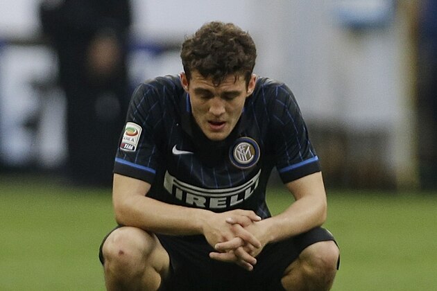 Inter Milan's Mateo Kovacic reacts at the end of a Serie A soccer match between Inter Milan and Juventus, at the San Siro stadium in Milan, Italy, Saturday, May 16, 2015. Juventus won 2-1. (AP Photo/Luca Bruno)