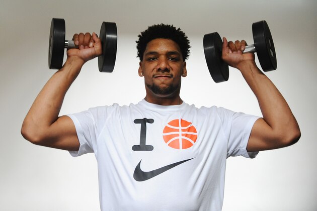SANTA BARBARA - MAY 27:  NBA Draft Prospect Jahlil Okafor works out on May 27, 2015 at The Peak Performance Project in Santa Barbara, California. NOTE TO USER: User expressly acknowledges and agrees that, by downloading and/or using this Photograph, user is consenting to the terms and conditions of the Getty Images License Agreement. Mandatory Copyright Notice: Copyright 2015 NBAE (Photo by Juan Ocampo/NBAE via Getty Images)